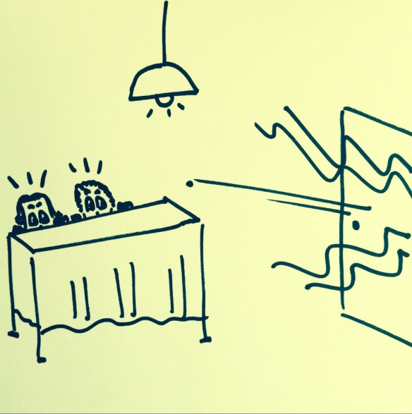 Le mini qui se fâche depuis la salle de bain